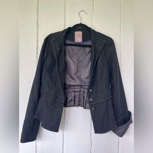 Free People Black Jacket with Striped Lining